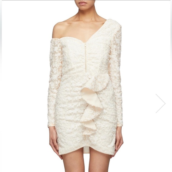 Self-Portrait Textured Cream Off-Shoulder Mini Dress - Picture 3 of 15